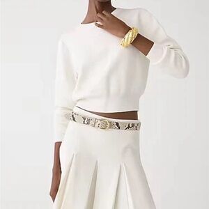 JCREW Womens Tie-Back Pullover Cropped Sweater in
Snow Shine Ivory S NWT